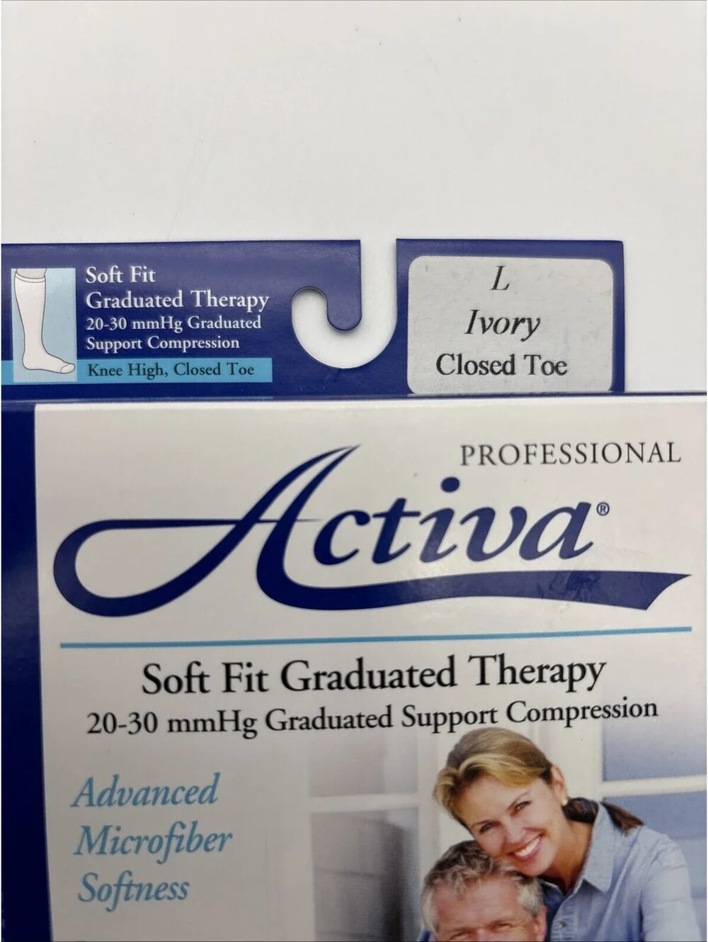 Set 2 (black & Ivory) Activa Soft Fit Knee High Closed Toe 20-30mmHg, Large NEW